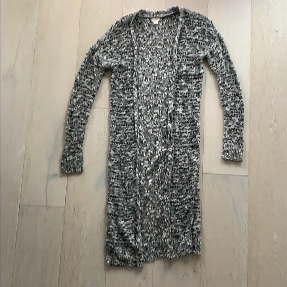 Multi-color knit long duster cardigan